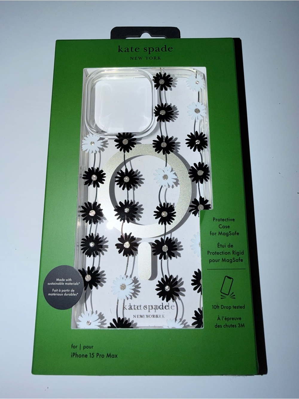 Kate Spade New York Floral MagSafe Case for iPhone 15 Pro Max – Black & White